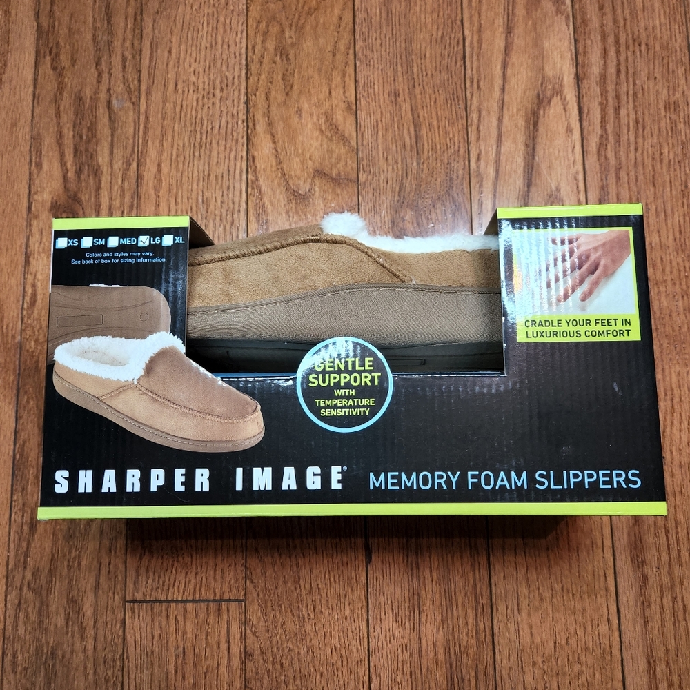NIB Sharper Image Memory Foam Slippers, Men's 9/10, Womens 10/11